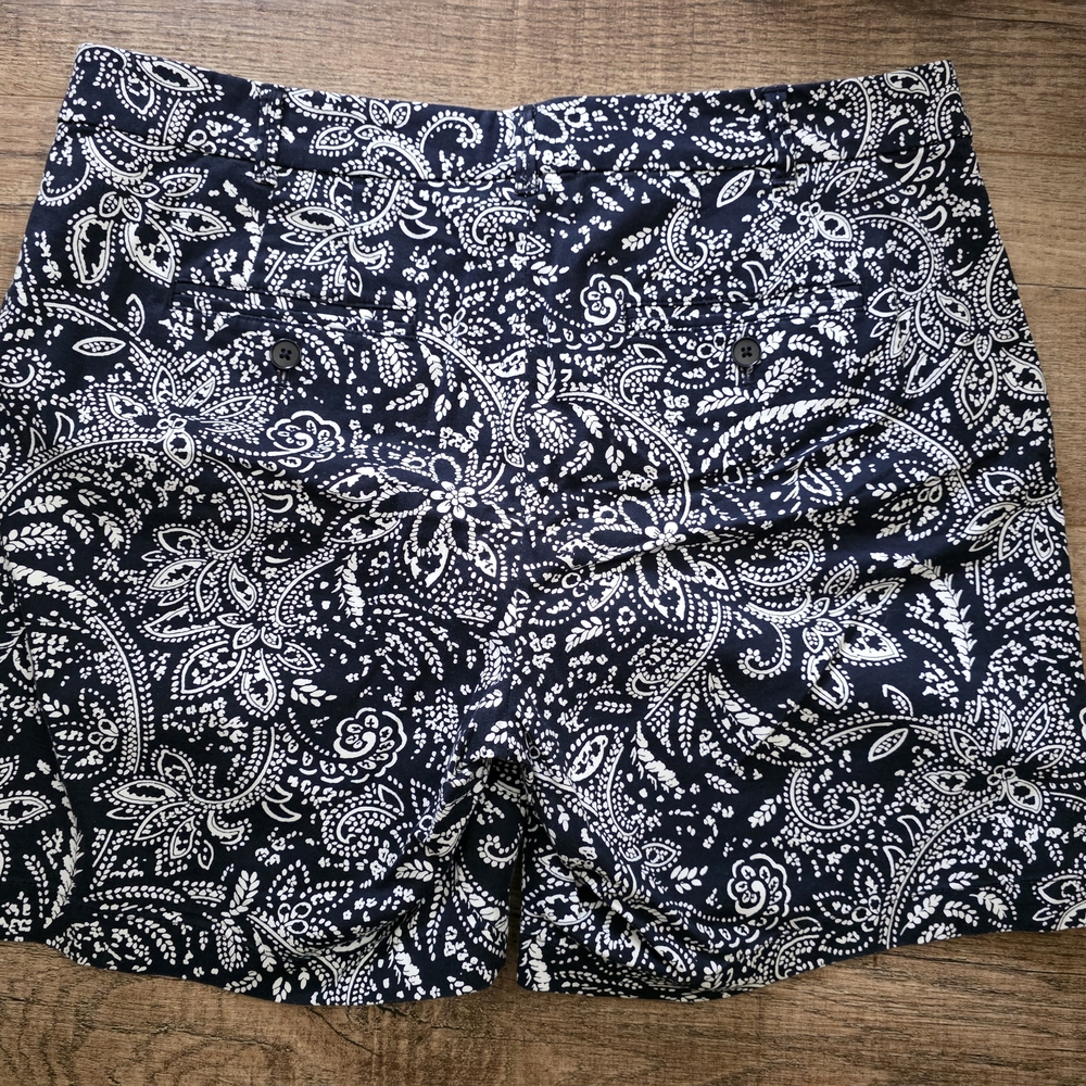 Talbots Navy Paisley Print Bermuda Shorts - Picture 2 of 4
